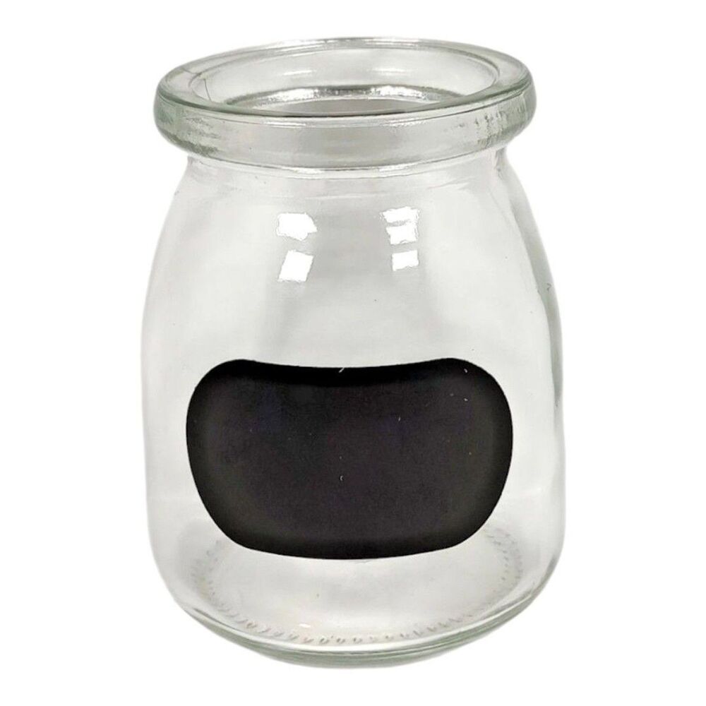 Small Mini Glass Container w/ Black Chalkboard Label Jar Storage Multipurpose
